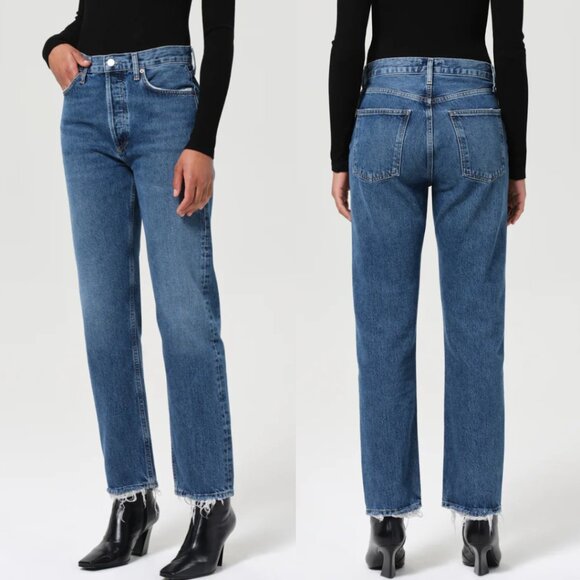 AGOLDE 90s Pinch Waist High Waisted Straight Denim Jeans in Range - Picture 1 of 12